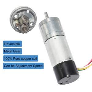 BEMONOC 25GA370 DC Encoder Metal Gearmotor 12V High Speed 150RPM Gear Motor with Two-channel Hall Effect Encoder for DIY Parts
