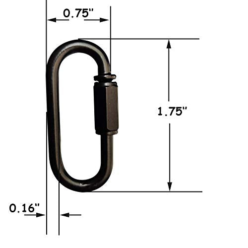 CUFEAL 10- Pack Heavy Duty D Shape Chain Locking M4 4MM Chain Quick Link Connector (Black) Black