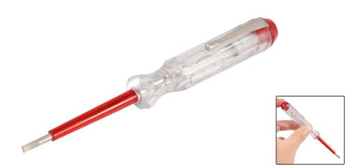 uxcell Voltage Tester AC 100-500V with 3mm Slotted Screwdriver with Clip 140mm Length for Circuit Test, Clear and Red