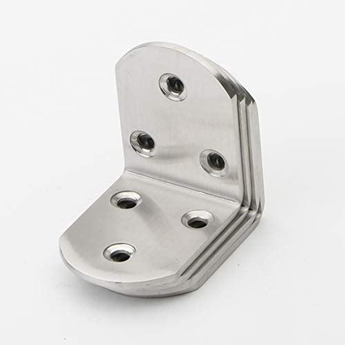 Pxyelec Stainless Steel 3mm Thicker 90 Degree Right Angle Brackets Fastener Corner Braces with Screws, Corner Brace, 50mm x 50mm / 2 inch x 2 inch, Pack of 4