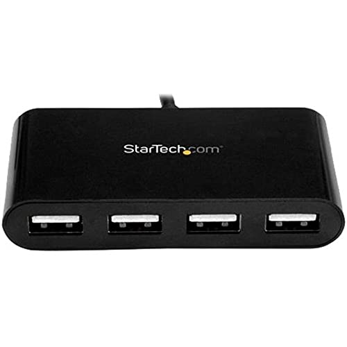 StarTech.com 4-Port USB-C Hub - USB-C to 4x USB-A Hub Adapter - Mini USB 2.0 Hub - Bus-powered USB Type-C Port Expander (ST4200MINIC) 0.6" x 3.1" x 6.3" Black