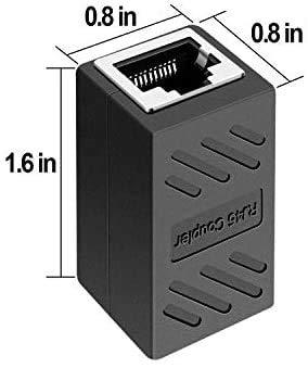 RJ45 Coupler，Ethernet Coupler, in Line Coupler for Cat7/Cat6/Cat5e/Cat5 Ethernet Cable Extender Adapter Female to Female (6 Pack Black) RJ45 Coupler 6pack Black