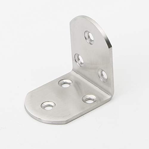 Pxyelec Stainless Steel 3mm Thicker 90 Degree Right Angle Brackets Fastener Corner Braces with Screws, Corner Brace, 50mm x 50mm / 2 inch x 2 inch, Pack of 4