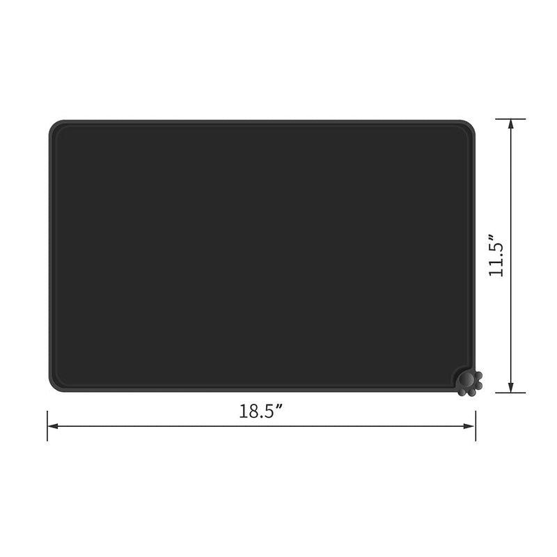 Reopet Silicone Dog Cat Bowl Mat Non-Stick Food Pad Water Cushion Waterproof M: 18.5" x 11.5" Black