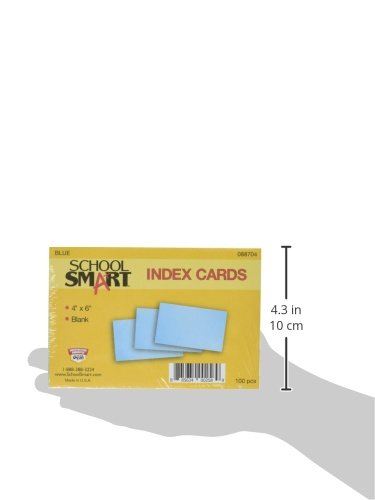 School Smart Heavyweight Plain Index Cards - 4 x 6 inches - Pack of 100 - Blue