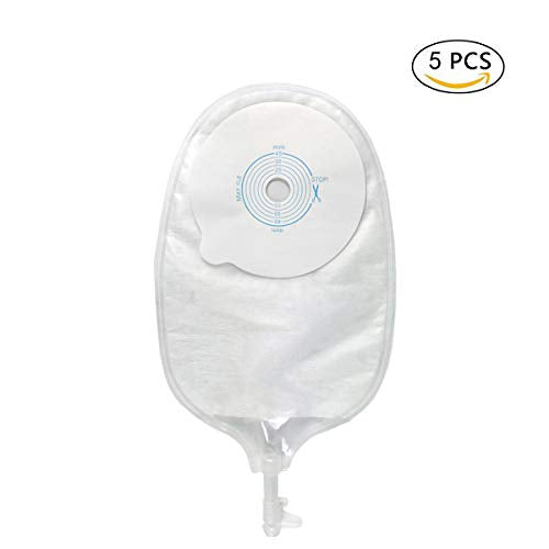 5PCS Urostomy Bags, Ostomy Supplies,One Piece Drainable Ostomy Pouch for Ileostomy Stoma Care, Cut-to-Fit 5PCS T001