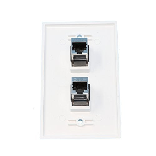 RiteAV CAT 6A Shielded 2 Port Wall Plate Single Gang - White