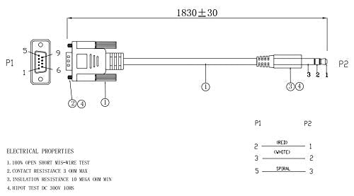 LIANSHU DB9 Male to DC3.5mm Male Serial RS232 Cable L= 6FT Black