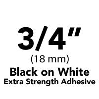 Brother 3/4" (18mm) Black Print on White Extra Strength Adhesive P-Touch Tape for Brother PT-D450, PTD450 Label Maker