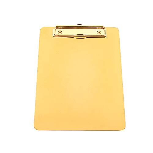 Chris.W Gold Metal Clipboard with Low-Profile Clip, Stainless Steel Clipboard, 8.86 x 12.2 inch(A4)