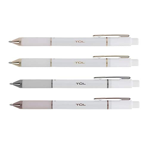 TUL BP3 Retractable Ballpoint Pens, Medium Point, 1.0 mm, Pearl White Barrel, Black Ink, Pack of 12 Pens