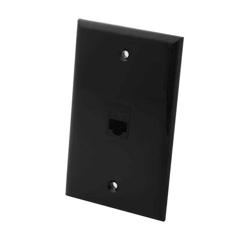 BUPLDET 1 Port Ethernet Wall Plate - Cat6 RJ45 Ethernet Wall Plate Female to Female Faceplate - Black 1CAT6