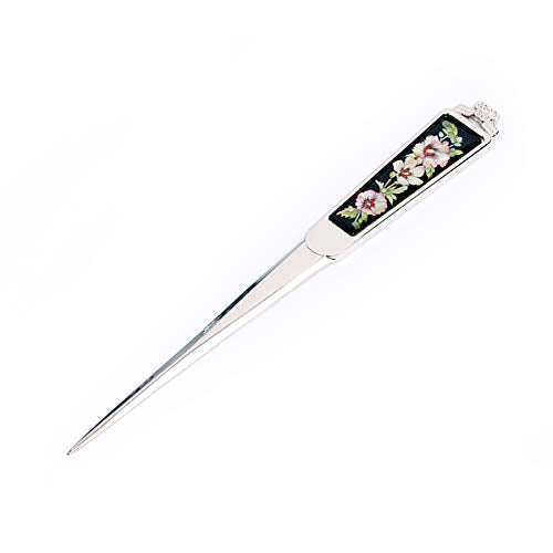 Decorative Envelope Paper Letter Opener with Mother of Pearl Antique Design Silver Steel Office Knife Hand Cutter Blade (Blossom) Blossom