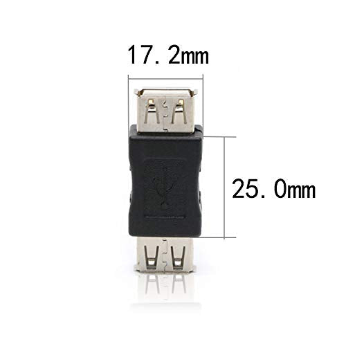 2 Pack USB 2.0 AF/AF Plug Type A Female to Type A Female Adapter Connector Converter Compatible with Laptop Computer Hard Drive Printer Camera