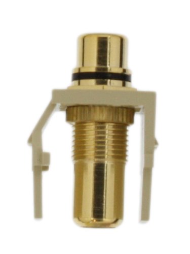 Leviton 40830-BIE QuickPort RCA Jack Connector, Black Stripe, Ivory