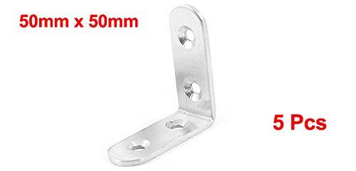 uxcell 5 Pcs 50mm x 50mm Right Angle Stainless Steel Corner Bracket