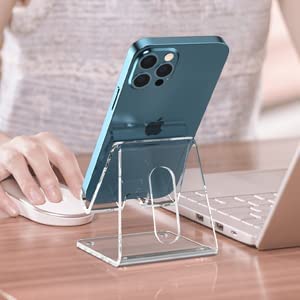 Acrylic Cell Phone Stand, KTRIO Phone Stand for Desk, Phone Holder, Dock, Cradle Compatible with iPhone 13 Pro Max 11 12 XR 7 8 Plus, Samsung Galaxy, Smartphone, Desk Accessories, Clear Acrylic Clear - Smartphone Stand