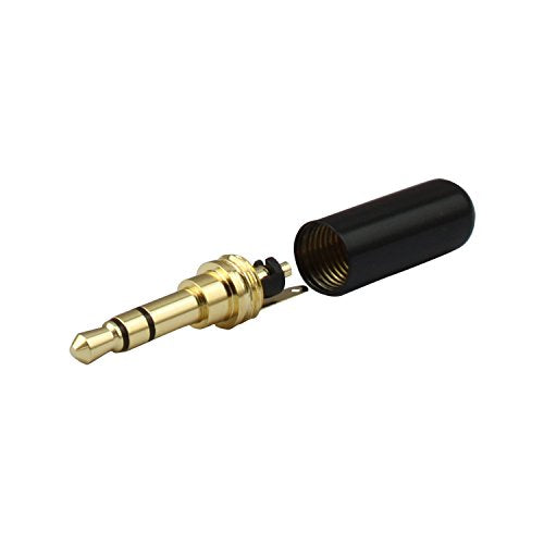 VizGiz 6 Pack Weldable 1/8" 3.5mm Plug Audio Jack Connector 3 Pole Gold-Plated Metal Earphone Adapter Soldering & Spring Tool for DIY Stereo Headset Earphone Replacement for Repair Headphone