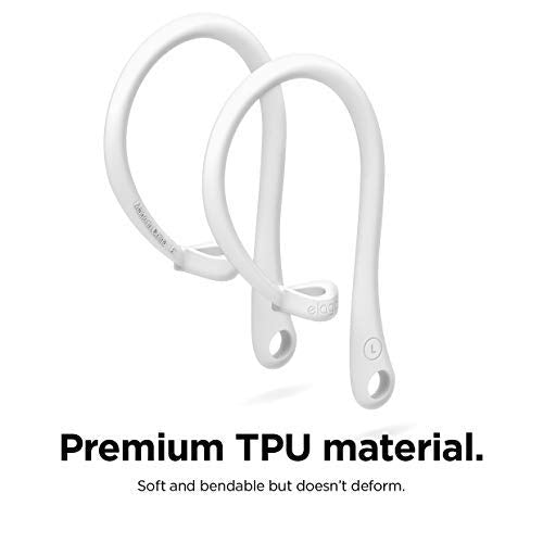 elago Ear Hooks Designed for Apple AirPods Pro and Designed for AirPods 1 & 2, Ergonomic Design, Durable TPU Construction, Full Access (White) [US Patent Registered] White