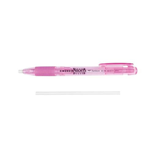 Tombow 82046 MONO Knock Eraser, Pink, 1-Pack. Easy To Use Pen-Style Eraser with Rubber Grip