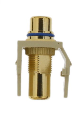 Leviton 40830-BIL QuickPort RCA, Gold-Plated Connector with Blue Stripe, Ivory