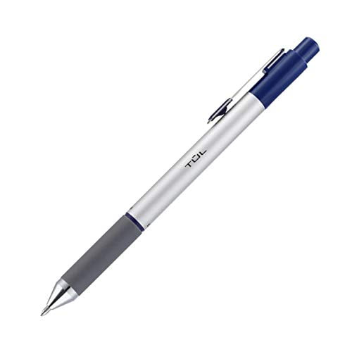 TUL BP3 Ballpoint, Retractable, Medium Point, 1.0 mm, Silver Barrel, Blue Ink, Pack of 12