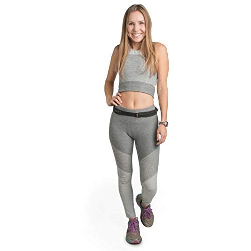 SPIbelt Double Pocket Running Belt, Black Fabric/Black Zipper/Logo Band