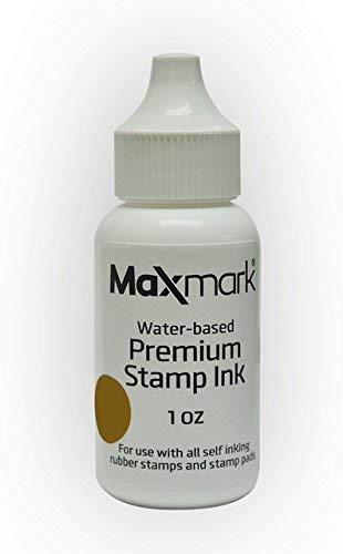 MaxMark Premium Refill Ink for self Inking Stamps and Stamp Pads, Brown Color - 1 oz.