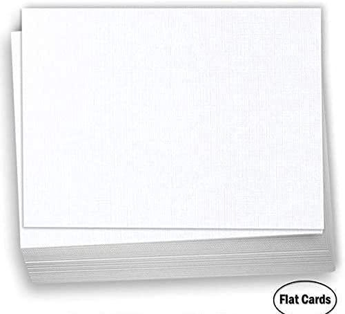 Hamilco 5x7 White Linen Cardstock Paper Blank Index Cards Flat Card Stock Heavyweight 100lb Cover 100 Pack 100 cards
