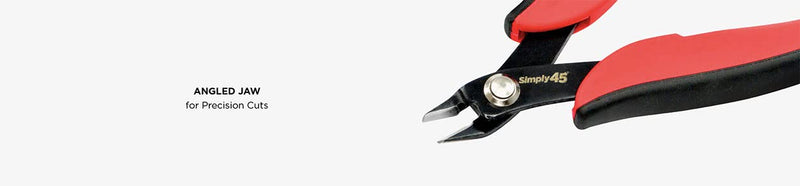 Simply45 5" Premium Flush Cutter Tool with - Includes Angled Jaw for Precision, Cushioned Grip - Shear Wire Up To 18AWG - S45-801