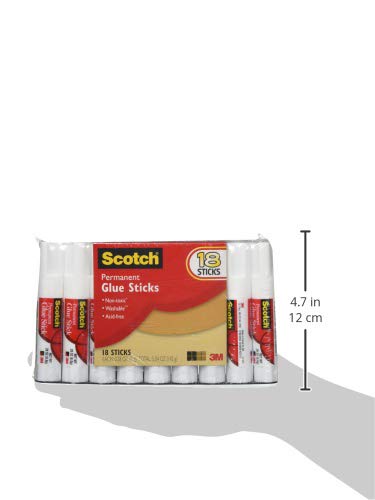 Scotch Permanent Glue Sticks, 18-Pack, Non-Toxic, .28 Ounces (6008-18) , White 1-Pack