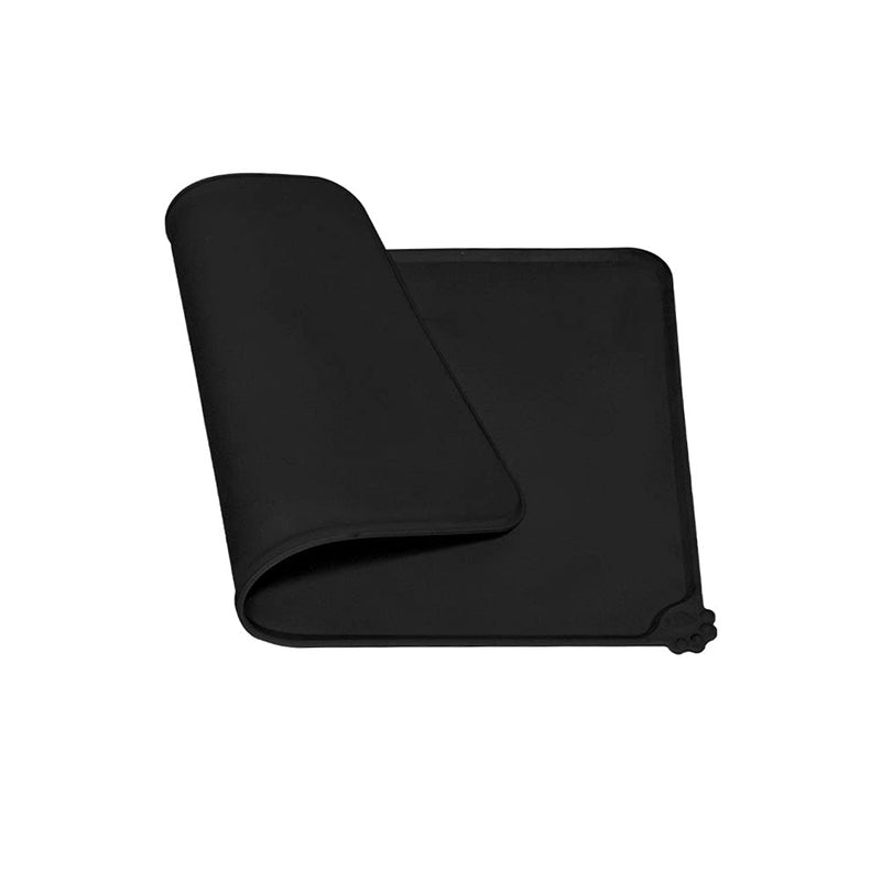 Reopet Silicone Dog Cat Bowl Mat Non-Stick Food Pad Water Cushion Waterproof M: 18.5" x 11.5" Black