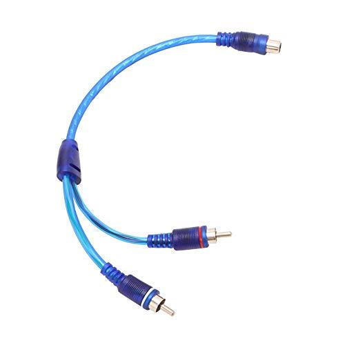 OUHL RCA Y Adapter Connector 1 Female to 2 Male, Car Audio RCA Splitter Adapter Cable, Blue (2 Pack) 1F2M