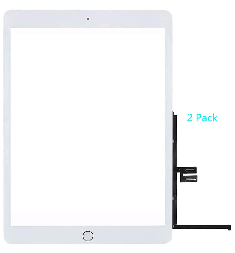 Touch Screen Replacement 2 Pack for iPad 7 7th/8 8th Gen Digitizer 2019/2020 10.2 Inch,for 7th 8th Generation A2197 A2198 A2200, A2270 A2428 A2429 A2430 with Home Button (White) White