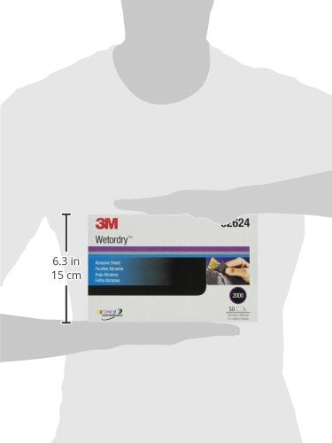 3M Wetordry Abrasive Sheet, 02624, 2000, heavy duty, 5 1/2 in x 9 in, 50 sheets per carton