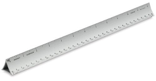 Alumicolor Architect Triangular Hollow Drafting Scale, Aluminum, 18 inches, Silver (3040-1)