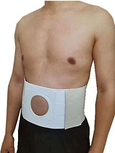 Realmedi Unisex Ostomy Abdominal Binder (Opening 3.14 inch) Ostomy Belt Hernia Colostomy Belt Colostomy Bag Support Stoma Support Wrap (L: 41.34-45.28 inches) L: 41.34-45.28 Inch