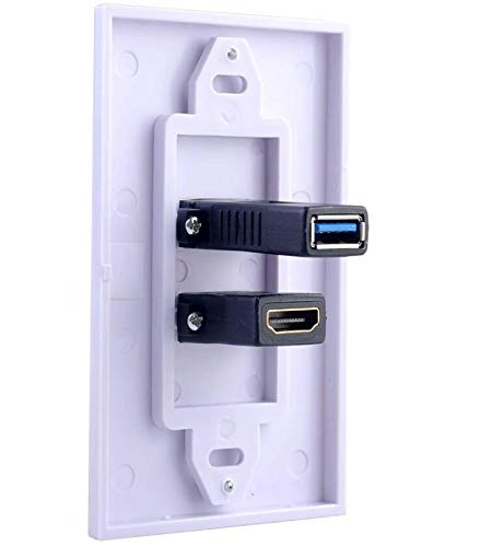HDMI USB 3.0 Wall Plate, Halokny 1 Port HDMI Female + 1 Port USB3.0 Female Video Component Composite Audio Video Wall Face Plate Panel (1 USB3.0+1 HDMI)