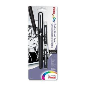 Pentel Arts Pocket Brush Pen, Includes 2 Black Ink Refills (GFKP3BPA) 3 Sets