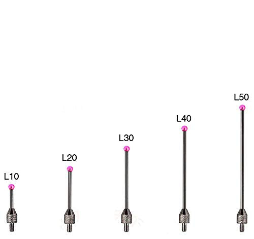SUXING Measuring inserts for dial indicators, ruby diameter 2 mm, length 10/20/30/40/50 mm, thread M2.5, ruby ball one set (10/20/30/40/50 mm)