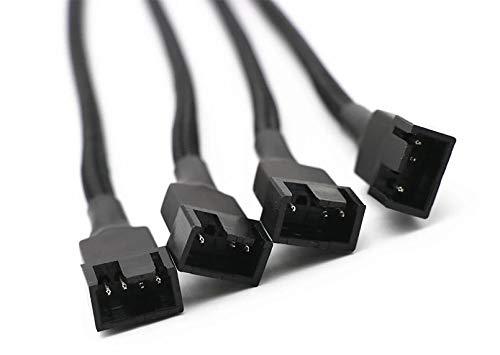 PWM Fan Splitter ,TeamProfitcom 4 pin Adapter Cable Sleeved Braided Y Splitter for Desktop Computer CPU Fan Splitter PC 4 Pin Fan Extension Power Cable 1 to 4 Converter 10 inches (2 Pack)