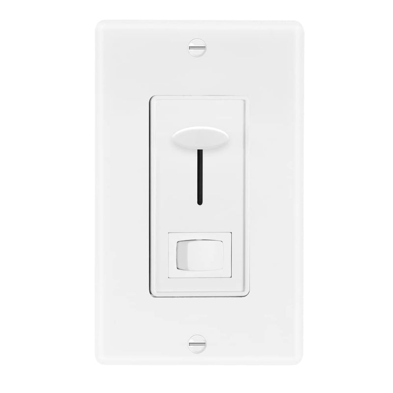 Maxxima LED Dimmer 3-Way/Single Pole Electrical Light Switch, 600 Watt max, LED Compatible, Wall Plate Included (2 Pack) 2 Pack White