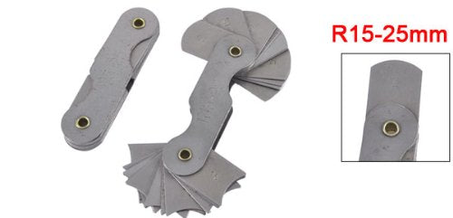 uxcell Radius Gauge Set R15-25mm 16 Pairs of Leaves Radius Gauge Fillet Gage, Silver Tone