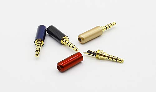 VizGiz 5 Pack 3.5mm 4 Pole Jack Replacement Plug Repair Audio Cable Male Connector 1/8 TRRS (1Tip/2Ring/1Sleeve) Stereo Headphone Earphone Microphone Soldering DIY Adapter Tool 4PIN Terminal