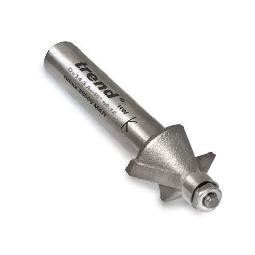 Trend Professional Miniature Chamfer Cutter 45 Degree 1/4" Shank 14.3mm Cutting Diameter and 6.35mm Cutting Length Carbide Tipped MB/05X1/4TC
