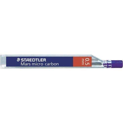 Staedtler Micro Mars Carbon Mechanical Pencil Lead, 0.5mm, HB, 60mm x 12 (250 05 HB)