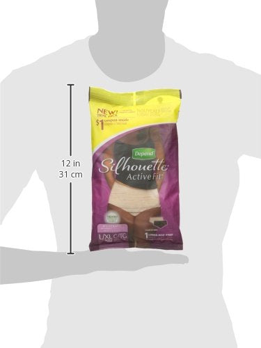 Depend Silhouette Active Fit Moderate Absorbency Lower-Rise Brief L/XL - 1 CT (Black or Beige)