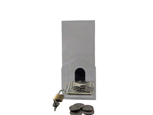 MCB - Small House Shape - Coin Collection Box - Acrylic Box - Tip Container - Ballot Box - with Pad Lock