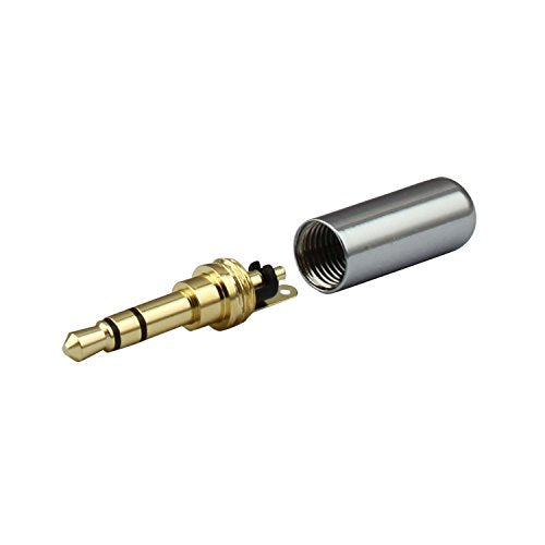 VizGiz 6 Pack Weldable 1/8" 3.5mm Plug Audio Jack Connector 3 Pole Gold-Plated Metal Earphone Adapter Soldering & Spring Tool for DIY Stereo Headset Earphone Replacement for Repair Headphone