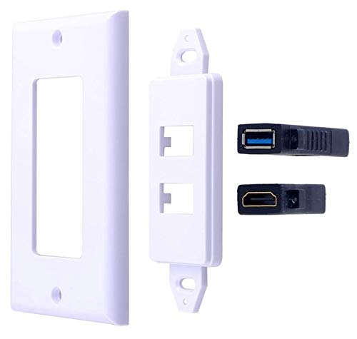 HDMI USB 3.0 Wall Plate, Halokny 1 Port HDMI Female + 1 Port USB3.0 Female Video Component Composite Audio Video Wall Face Plate Panel (1 USB3.0+1 HDMI)